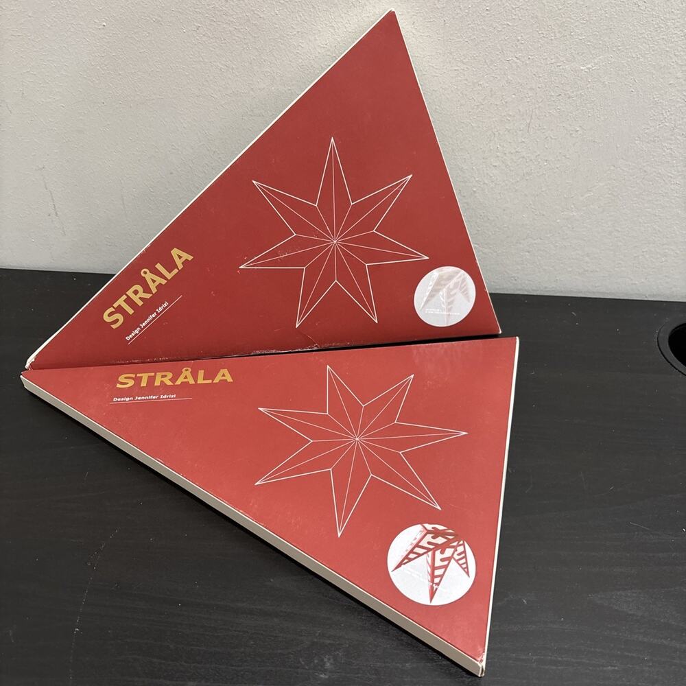 Ikea STRALA Star Hanging Light Pendant/Table Lamp Shade White & Red 28” Set of 2